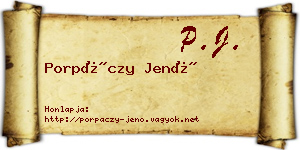 Porpáczy Jenő névjegykártya